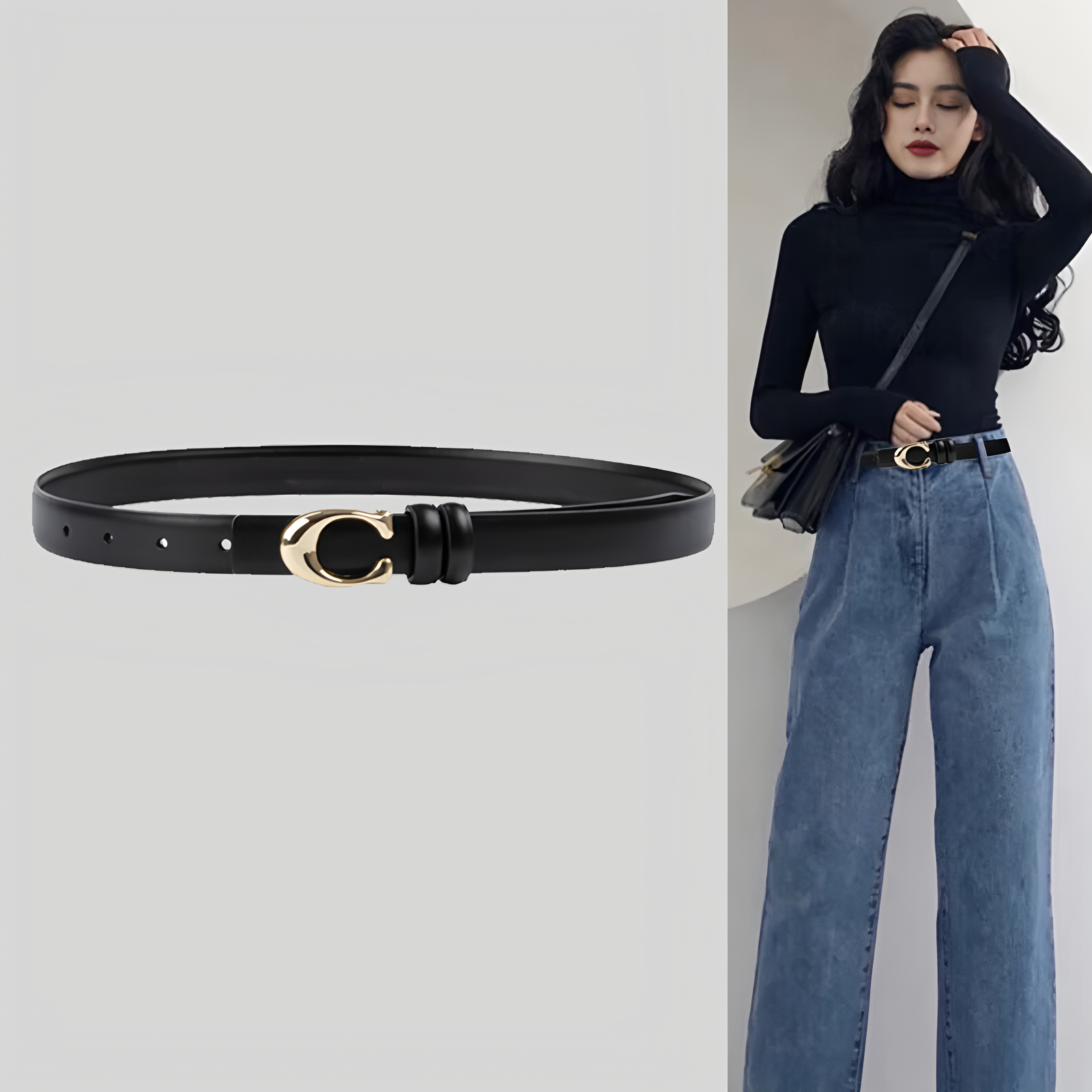 ConciseKite2025新款真皮腰带女