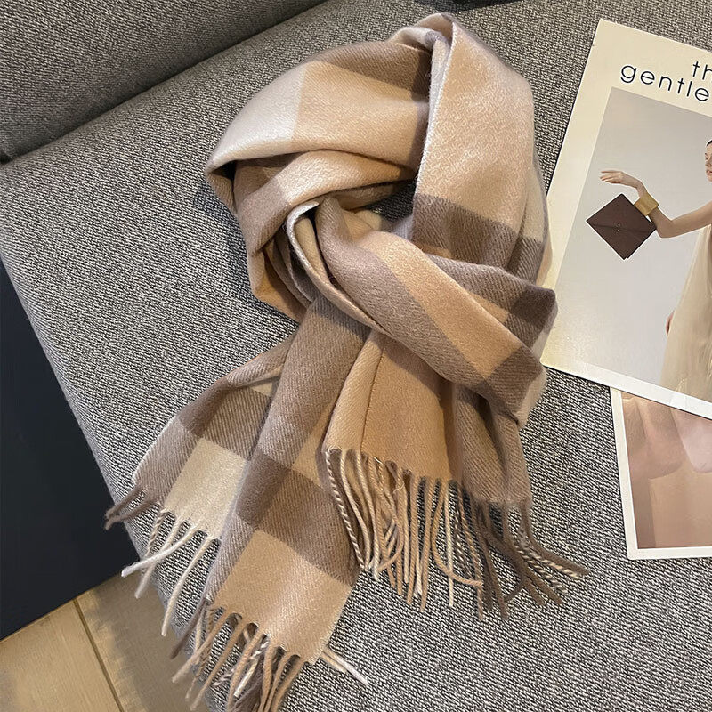 保暖围巾100%纯羊毛百搭女冬季
