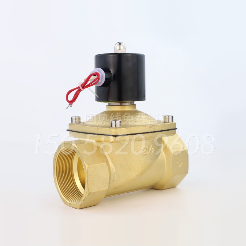 全铜大口径大阀体DN80电磁阀水阀 DN65水阀3寸2.5寸丝口 220V 24V