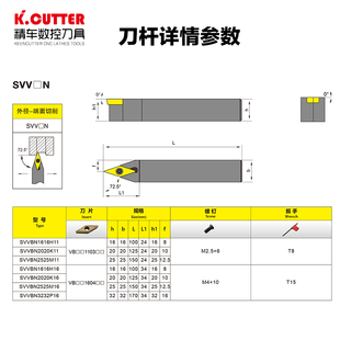 72.5度数控车床刀具车刀刀杆螺钉式外圆刀SVVBN刀片VB机架车刀杆