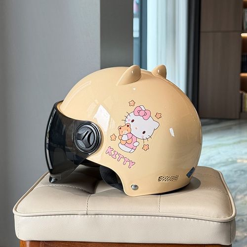 新国标儿童电动车头盔可爱卡通KT小G猫儿童安全帽夏季滑板车半盔