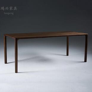 北美黑胡桃木餐桌家用北欧全实木餐厅桌子原木歺桌简约长方形饭桌
