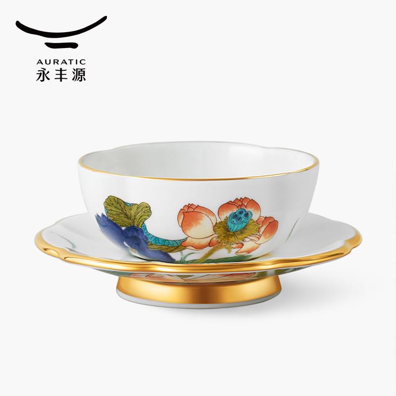 永丰源幸福和鸣2头主人杯 中式陶瓷功夫茶杯 1杯1碟 礼盒装