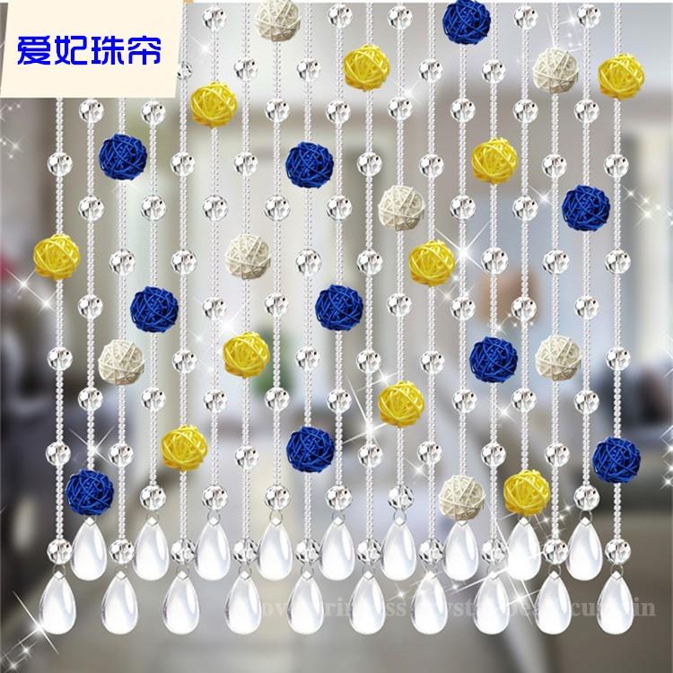 珠帘隔断帘客厅风水帘装饰玄关帘窗帘弧形门帘藤球水晶珠帘免打孔