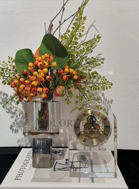 现代轻奢简约K9水晶时钟装饰品样板间书房卧室床头柜水晶花器摆设