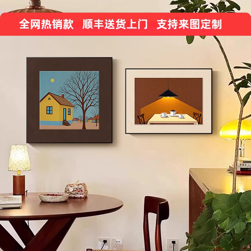现代餐厅墙面装饰画轻奢高级感客厅壁画2026新款餐桌背景墙挂画
