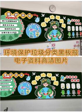 环境保护垃圾分类班级文化布置黑板报电子版素材高清图自行打印