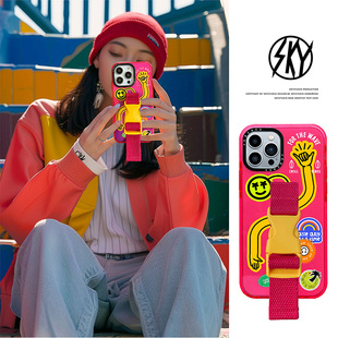 潮牌联名66顺苹果16promax手机壳适用iphone15腕带斜挎14plus拼图13支架13pro字母镜头14pro一壳多用原创搞怪