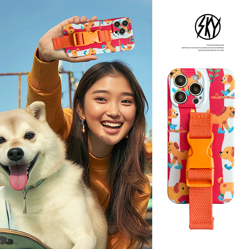 旺财小狗苹果17promax手机壳腕带斜挎适用于iphone14手工织带16pro卡扣支架13P萌宠犬12可爱女生15全包防摔,3C数码配件,手机保护套/壳,淘宝优惠券,粉丝福利购,淘宝优惠卷