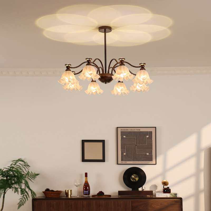 亮美家法式复古客厅吊灯中古风主灯创意铃兰花餐厅卧室灯具全屋