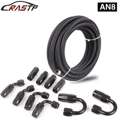 汽车油冷接头套装AN6/8/10黑色编织油冷器油管套件6米3.6米5米6.1