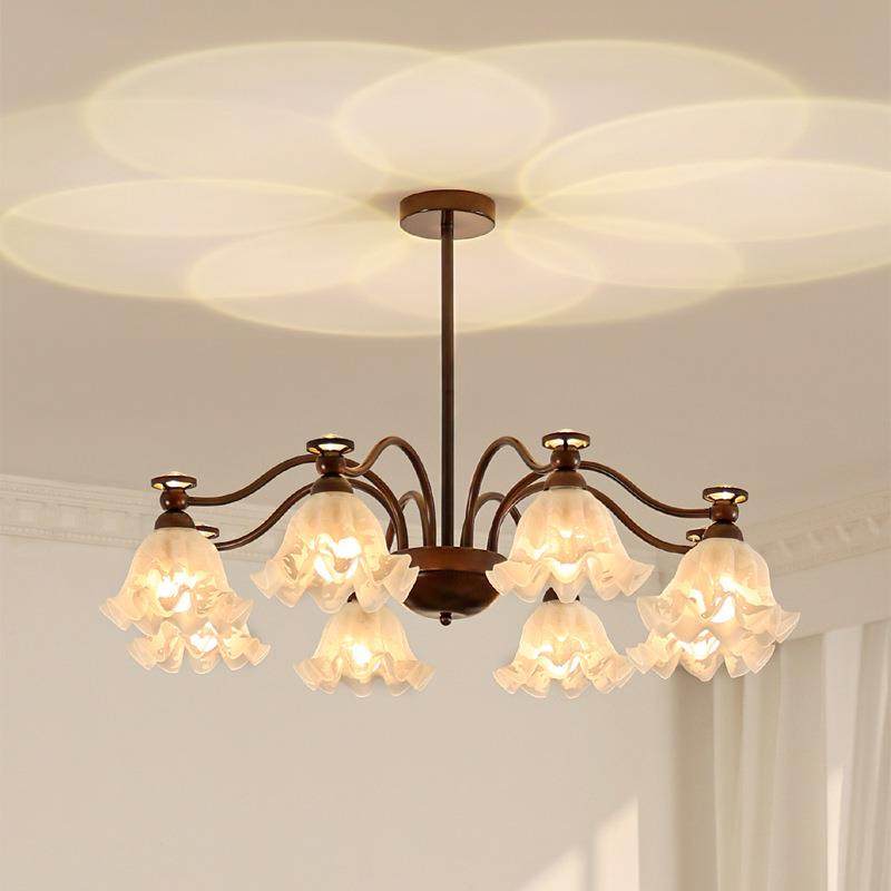 法式奶油风客厅吊灯美式复古大厅主灯中古创意铃兰花餐厅卧室灯具