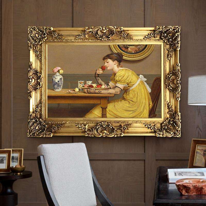世界名画美式复古客厅油画欧式玄关挂画古典人物油画玫瑰装饰画