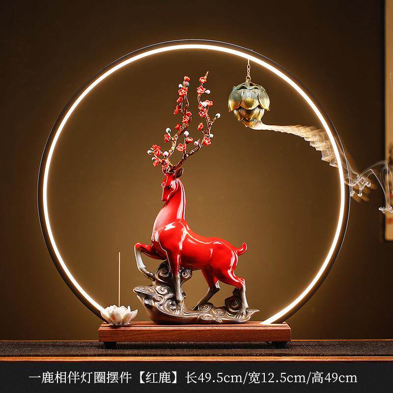 新中式大号陶瓷招财鹿摆件梅花鹿客厅酒柜玄关办公室桌面高档装饰