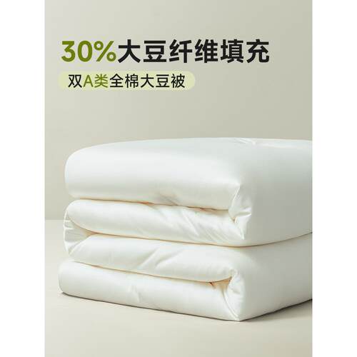 双A类长绒棉柔软大豆纤维春秋被子冬被加厚保暖全棉被芯四季通用