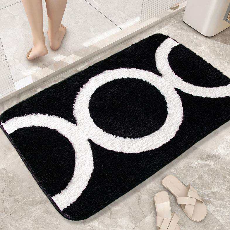 简约圆环植绒地毯簇绒家用玄关防滑进门地毯卫生间浴室吸水速干毯