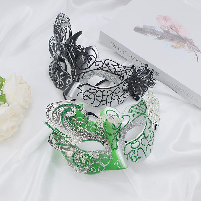 2024新款派对面具化装舞会复古新天鹅彩绘半脸面具高级感厂家直供