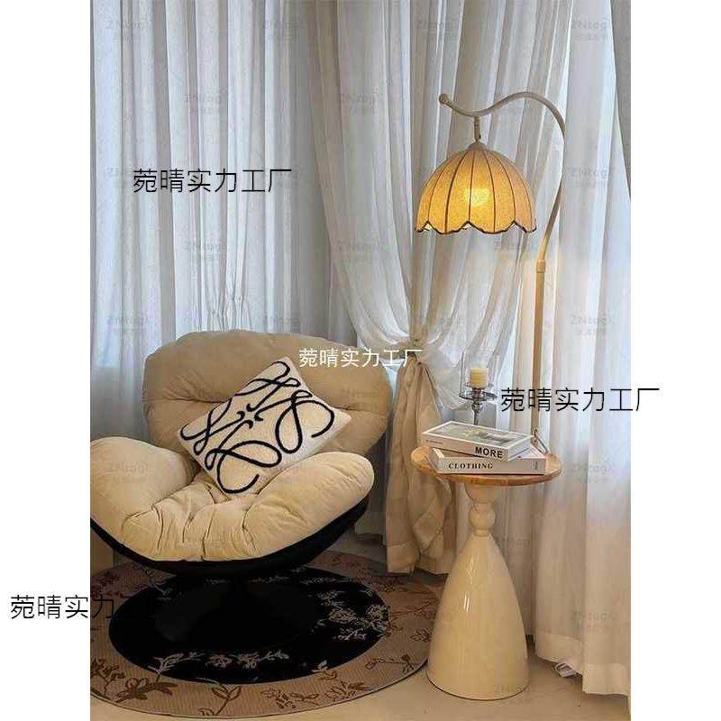 奶油风置物架一体落地灯客厅沙发旁边几摆件氛围灯卧室床头柜台灯