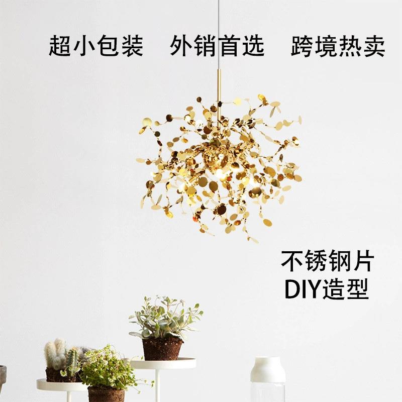 跨境热卖创意吊灯不锈钢镜片光影艺术灯饰酒吧服装店橱窗装饰灯具