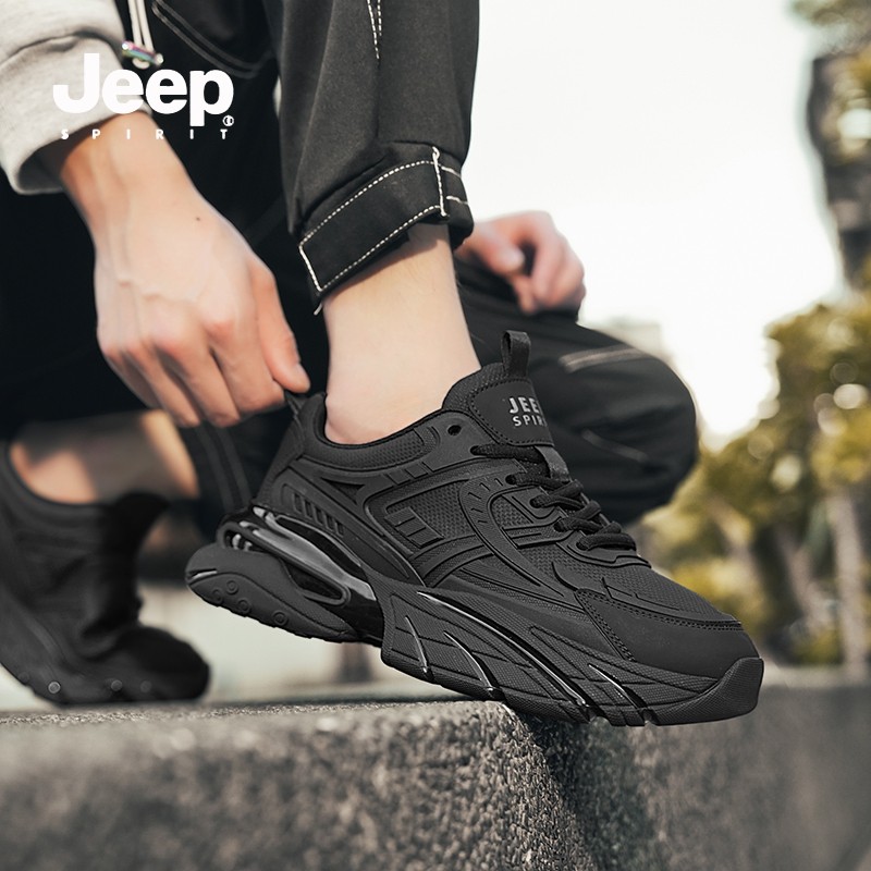 JEEP SPIRIT男鞋黑武士老爹鞋男2025新款春季男士厚底运动休闲鞋,流行男鞋,老爹鞋,淘宝优惠券,粉丝福利购,淘宝优惠卷
