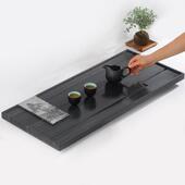 天然乌金石茶盘家用定制干泡大小号长方形茶台茶海简约石材排水