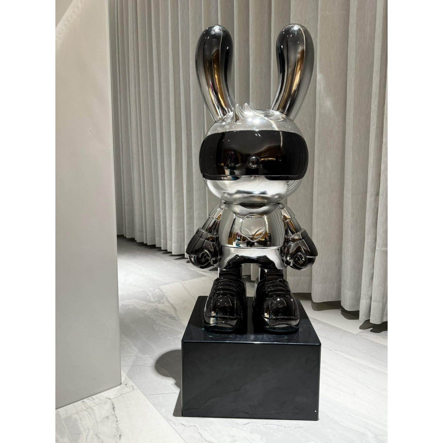 轻奢太空兔电镀客厅电视柜旁大型落地装饰品摆件高级乔迁新居礼物,家居饰品,落地摆件,淘宝优惠券,粉丝福利购,淘宝优惠卷