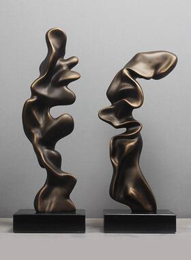 雕塑摆件抽象艺术品摆设现代轻奢软装饰品玻璃钢家居售楼书房陈设