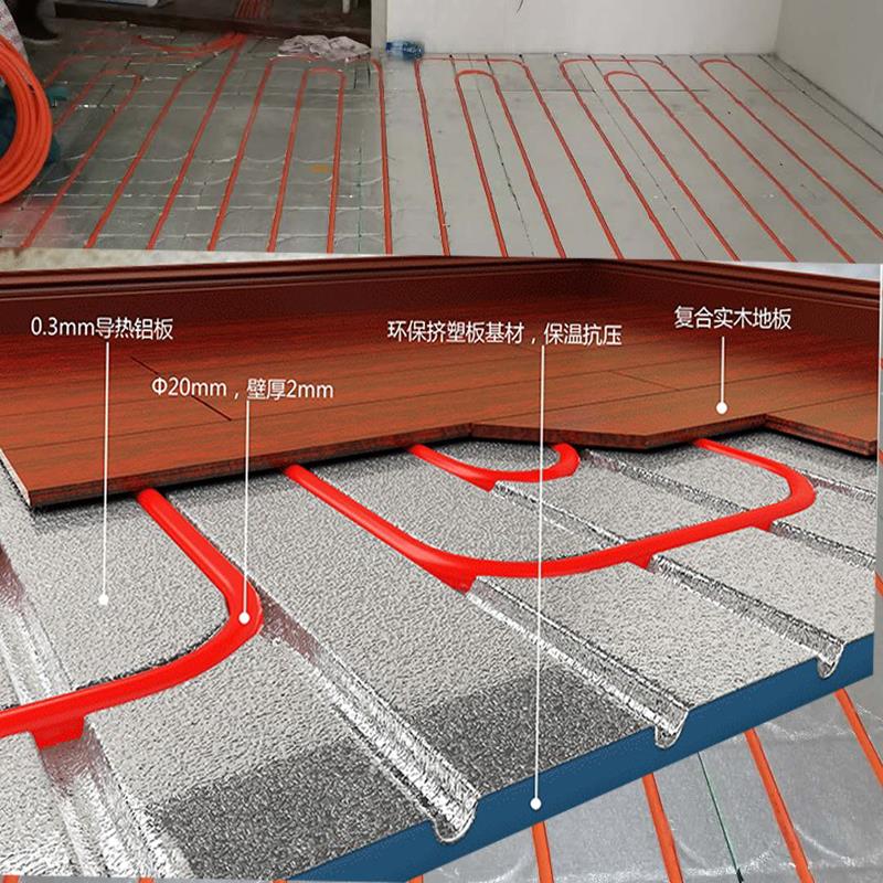 免回填家用干式地暖模块全套设备超薄保温板超导铝板反射膜挤塑板