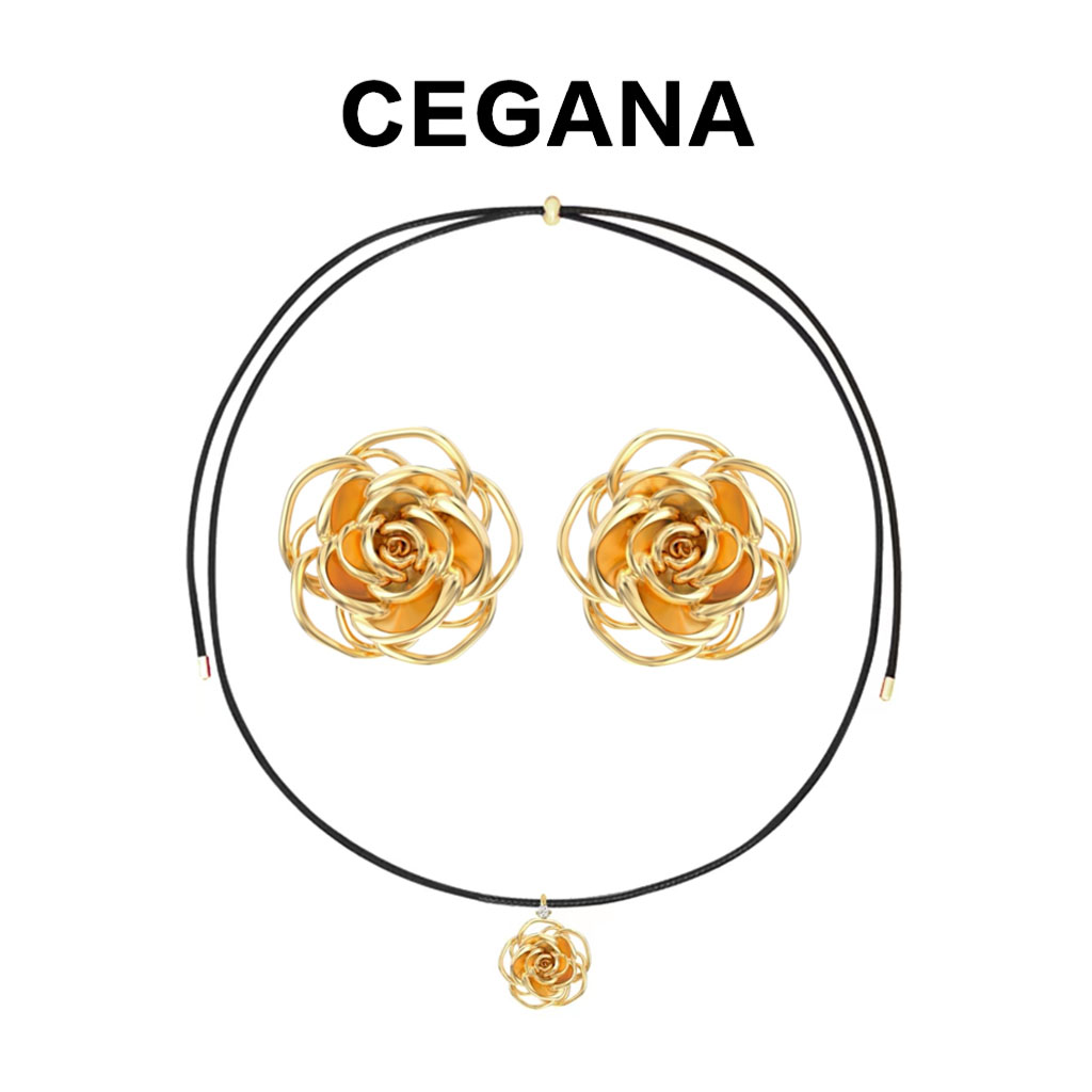 cEganACEGANA【山茶漫记】小众首饰山茶花高质感方圆脸耳环