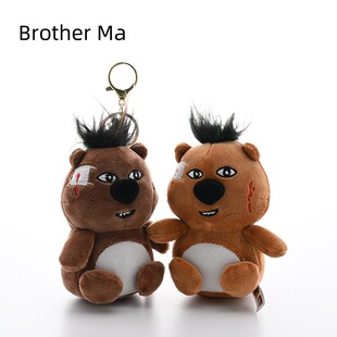 网红刀疤硬汉小马哥毛绒玩具挂件个性创意娃娃机公仔男生书包挂饰