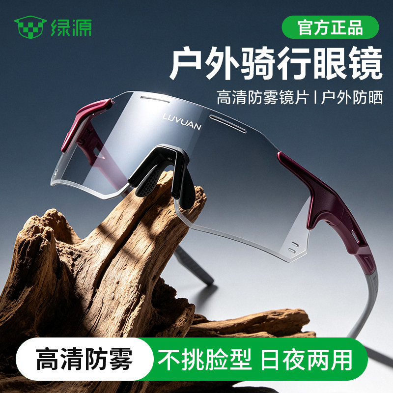 绿源电动车防雾变色骑行眼镜防风沙运动山地公路自行车近视风镜男