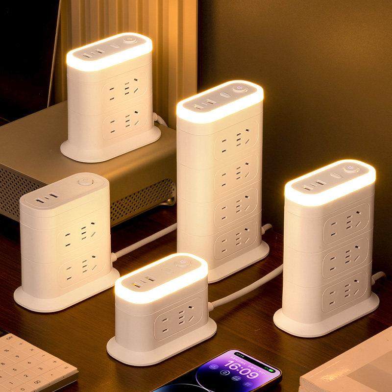 立式插座多功能面板多孔USB宿舍用办公带线插排延长线公