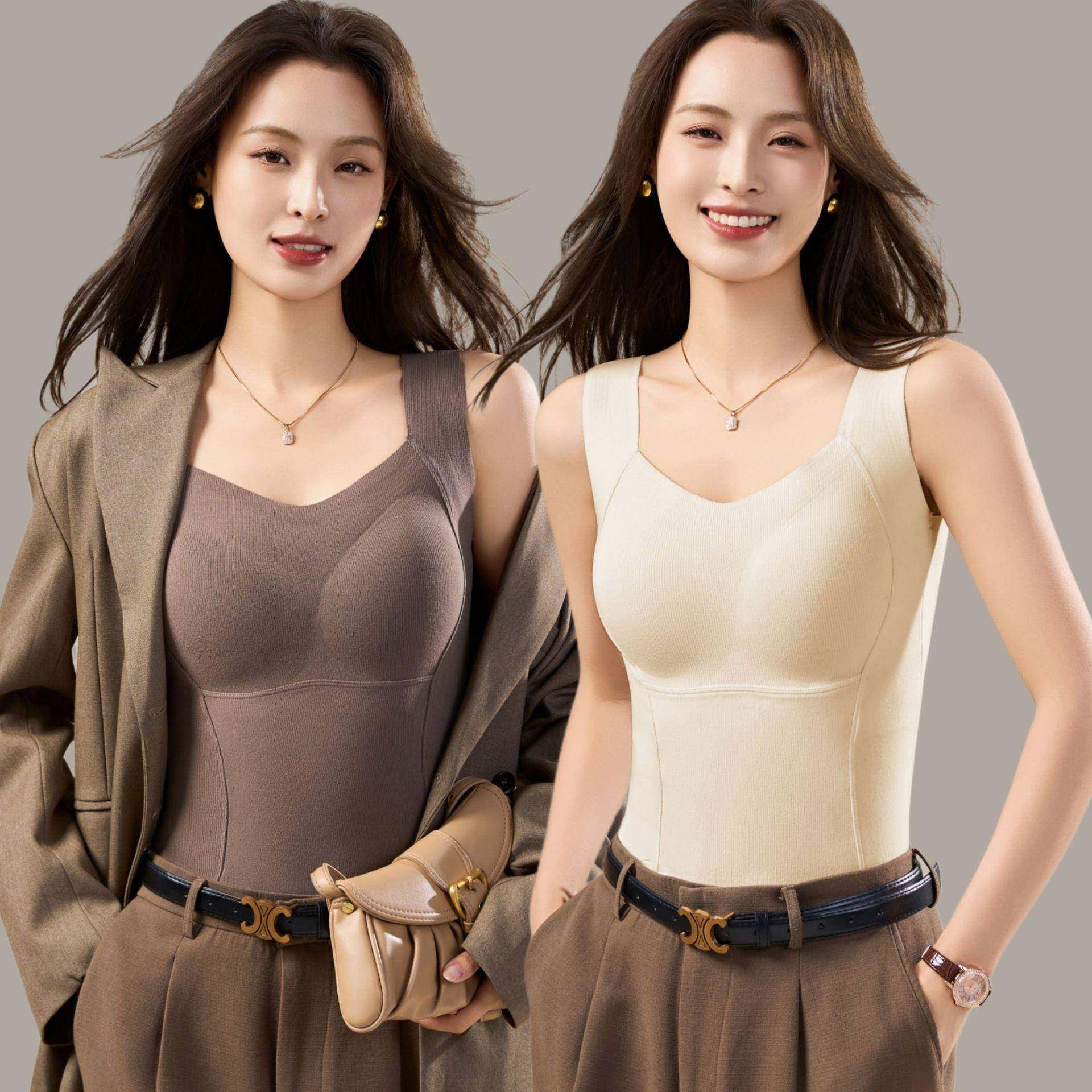 秋冬羊绒蚕丝保暖背心女带胸垫固定杯聚拢托胸修身显瘦防寒打底衫,女士内衣/男士内衣/家居服,保暖背心,淘宝优惠券,粉丝福利购,淘宝优惠卷