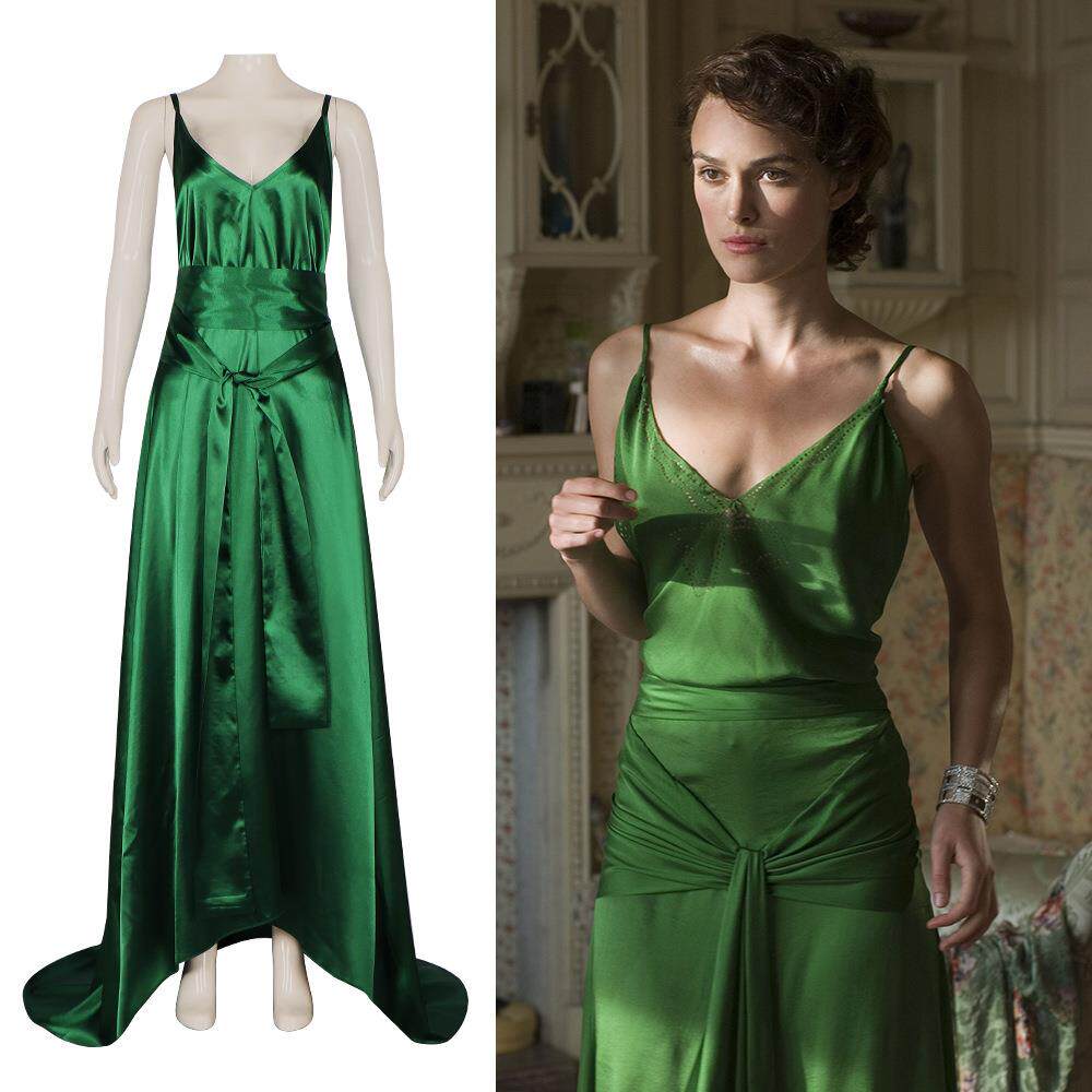 赎罪电影版cos服塞西莉亚泰丽思cosplay服绿色晚礼长裙漏背连衣裙