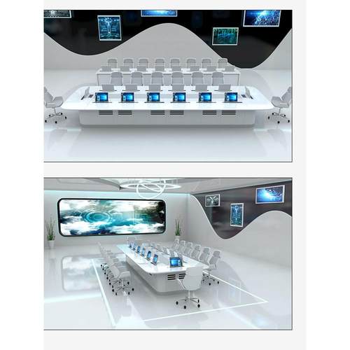 大型无纸化智能会议桌长桌椅组合升降屏高档轻奢烤漆多人会议室桌