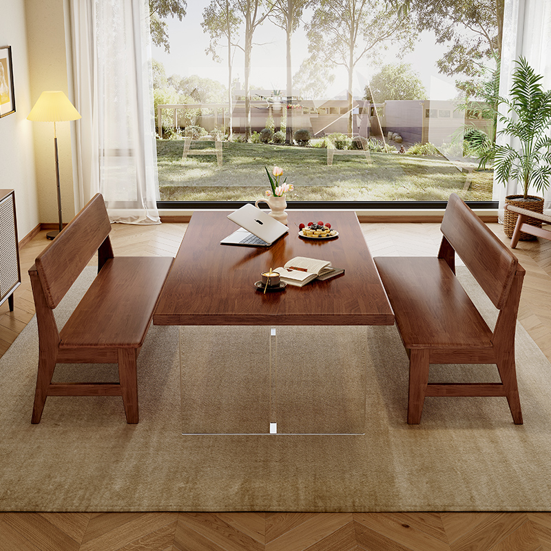 速发读克力悬浮餐桌吃饭桌子长木形全实方书桌家用客厅阅压学习书