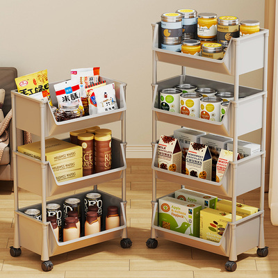 速发零食置物架可厨动客厅移房水果收多架多层小推车家用纳功能储