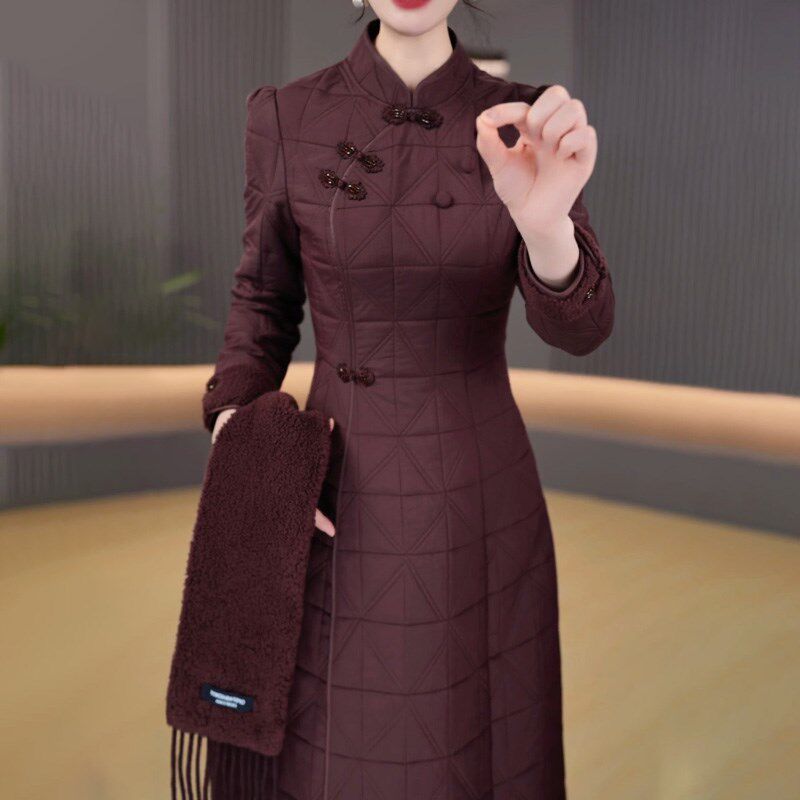速发改良旗袍连衣裙2025新款秋冬加厚喜婆婆婚宴装妈妈礼服高端