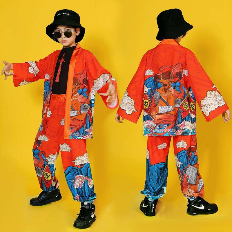 速发少儿街舞套装男孩唐装汉服国潮服中国风演出服孩秀爵士舞潮装