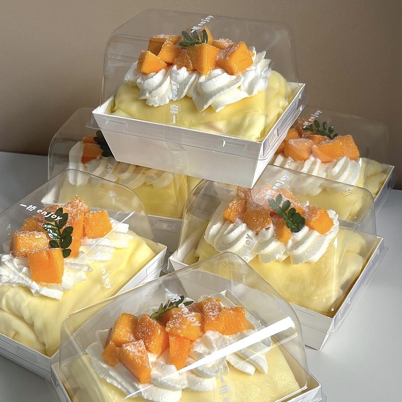 速发毛巾卷次装盒棉一卷水果蛋糕卷盒子被包性切件切块甜品打包盒