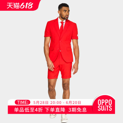 OPPOSUITS西服套装纯色夏季西装男短袖短裤西服三件套oppo西装