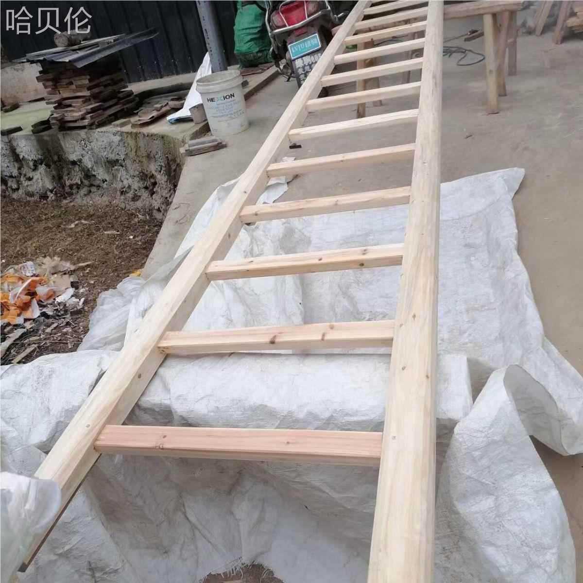 楼梯圆木单梯包邮直梯加粗梯子圆料家用爬梯阁楼实木装修工程老式