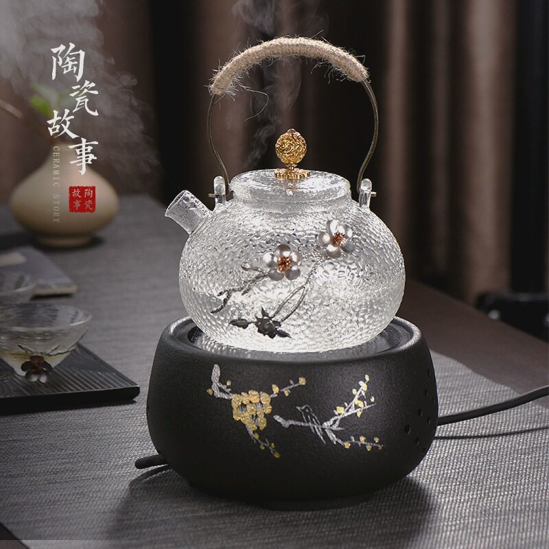 锤纹煮茶壶耐高温日式玻璃烧水壶茶具电陶炉煮茶器套装
