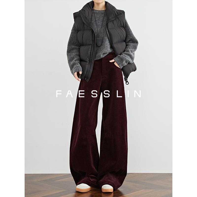 高腰休闲香蕉裤加绒保暖阔腿裤冬