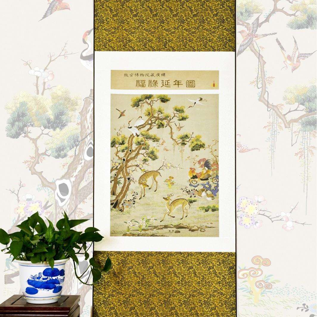 《福禄延年》《丹凤朝阳》织锦故宫馆藏收藏馈赠中国特色古画国画