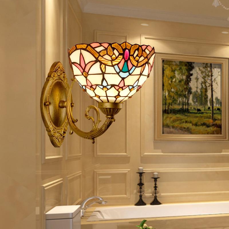 欧式复古欧濠蒂过道阳台卧室床头壁灯巴洛克彩色酒吧楼道装饰灯具