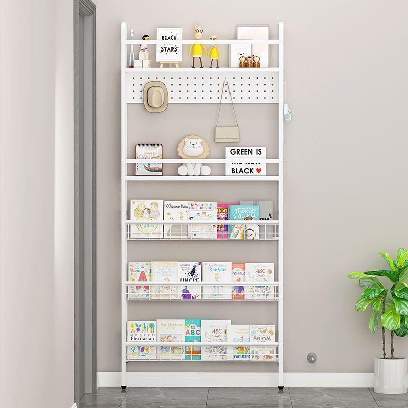 新款免打孔洞洞板门后多层置物架书架厨房卧室儿童绘本收纳铁艺