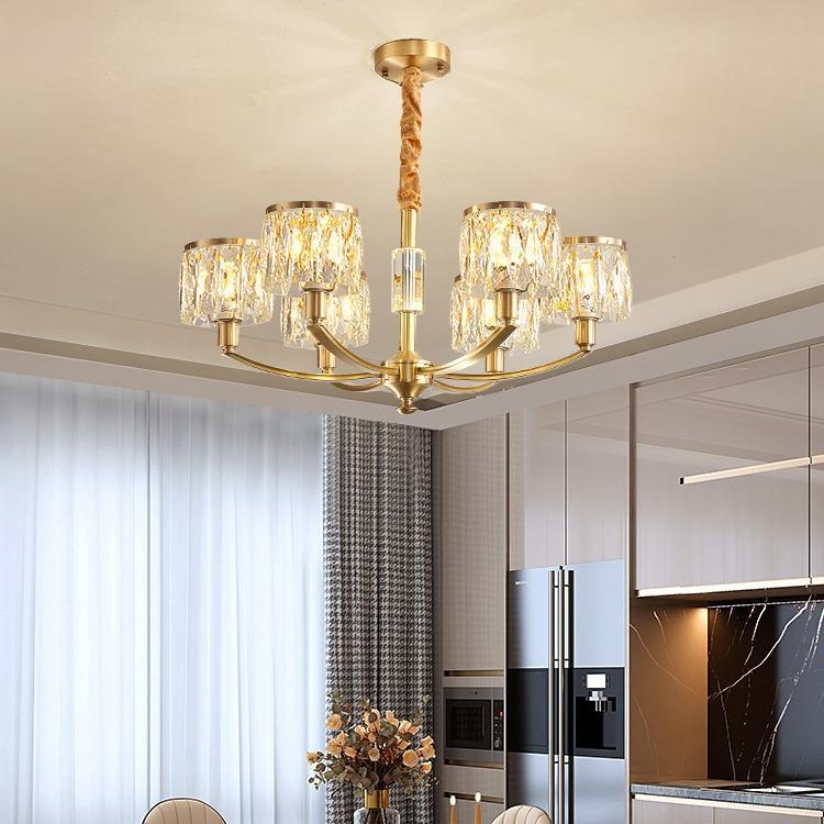 全铜【高奢】奢华别墅客厅大吊灯美式全铜轻奢水晶灯餐厅卧室灯具