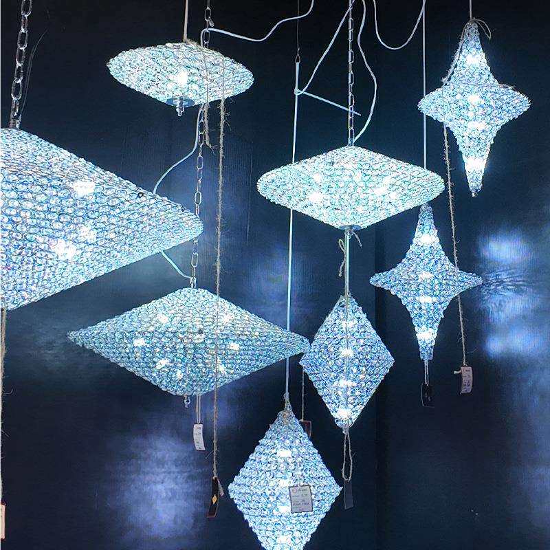 婚庆led幻彩吊饰道具 钻石水晶吊灯酒店商场顶部吊顶挂件派对装饰