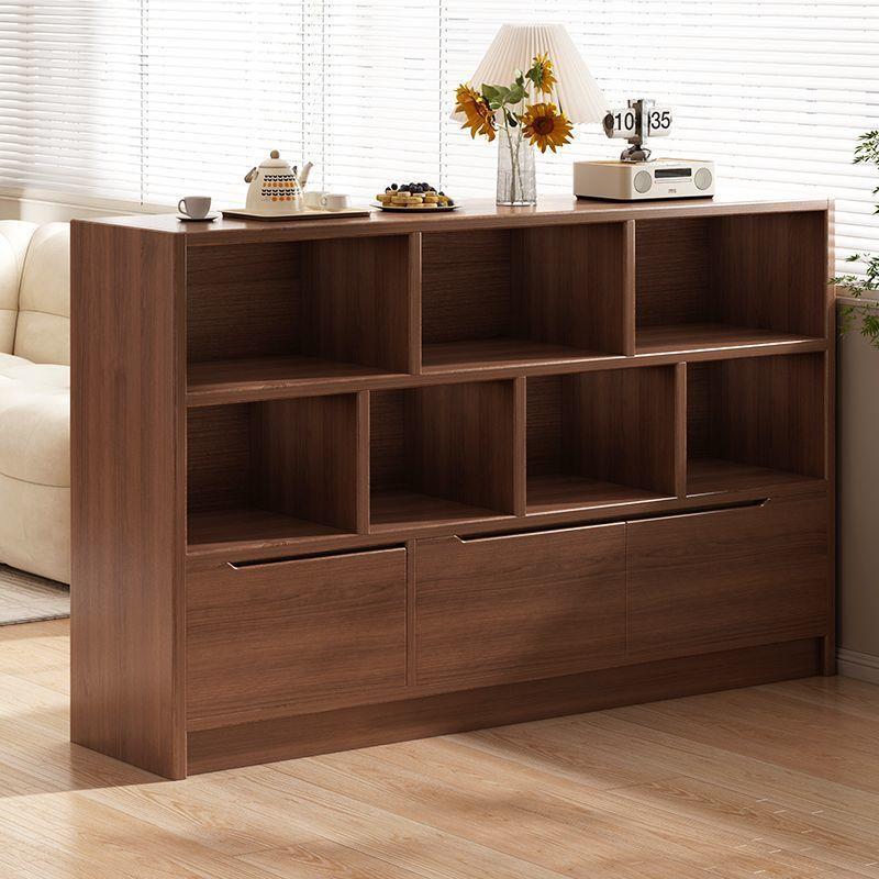 实木书架落地置物架一体靠墙沙发旁多层收纳储物柜子带柜门矮书柜